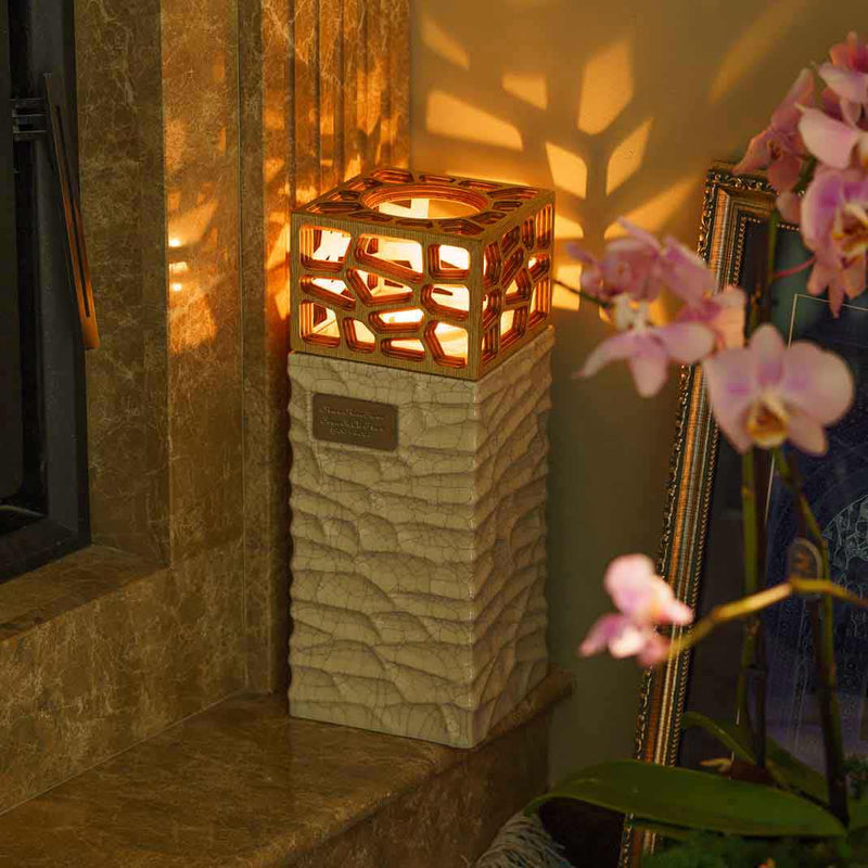Eternal Lantern Candle Adult Cremation Urn for Ashes in Crackle Glaze