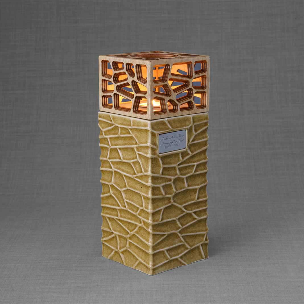 Eternal Lantern Candle Adult Cremation Urn for Ashes in Dark Sand