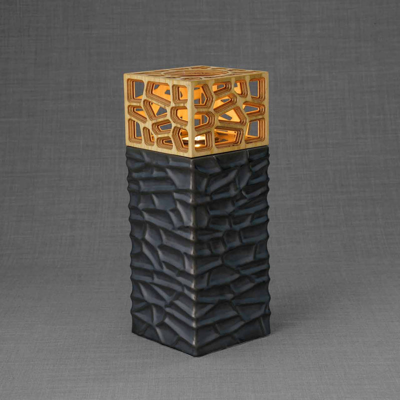 Eternal Lantern Candle Adult Cremation Urn for Ashes in Matte Black
