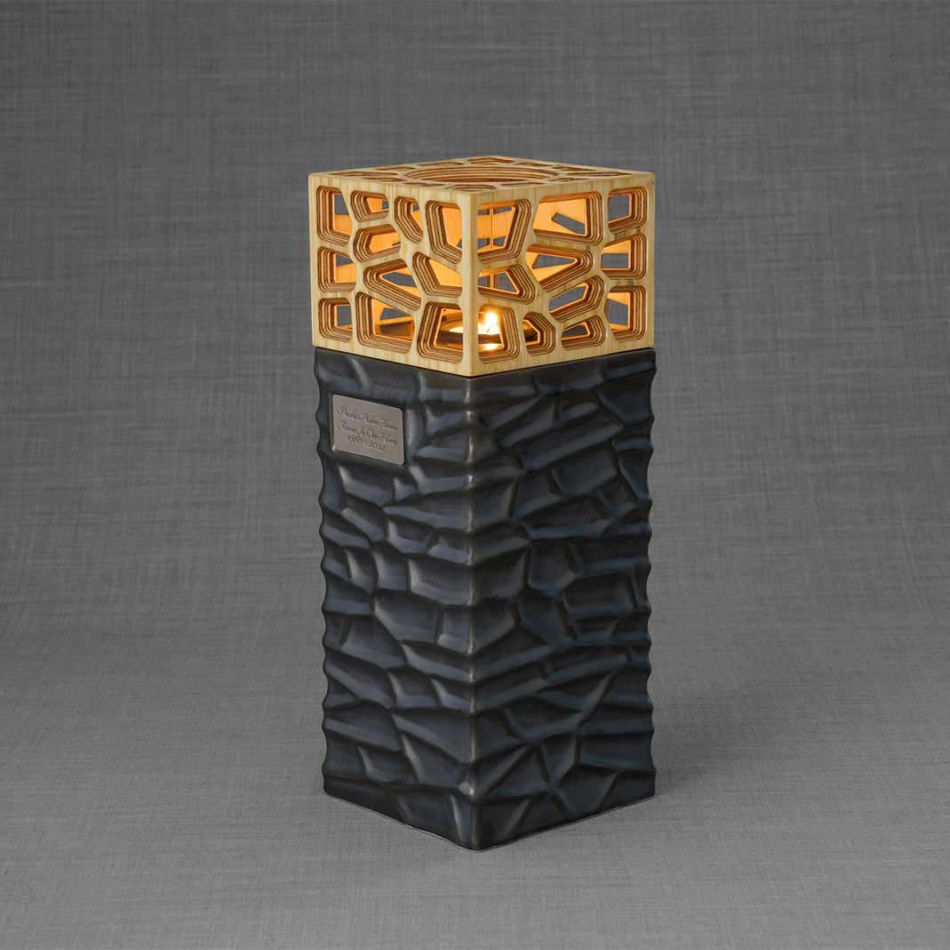 Eternal Lantern Candle Adult Cremation Urn for Ashes Matte Black Left