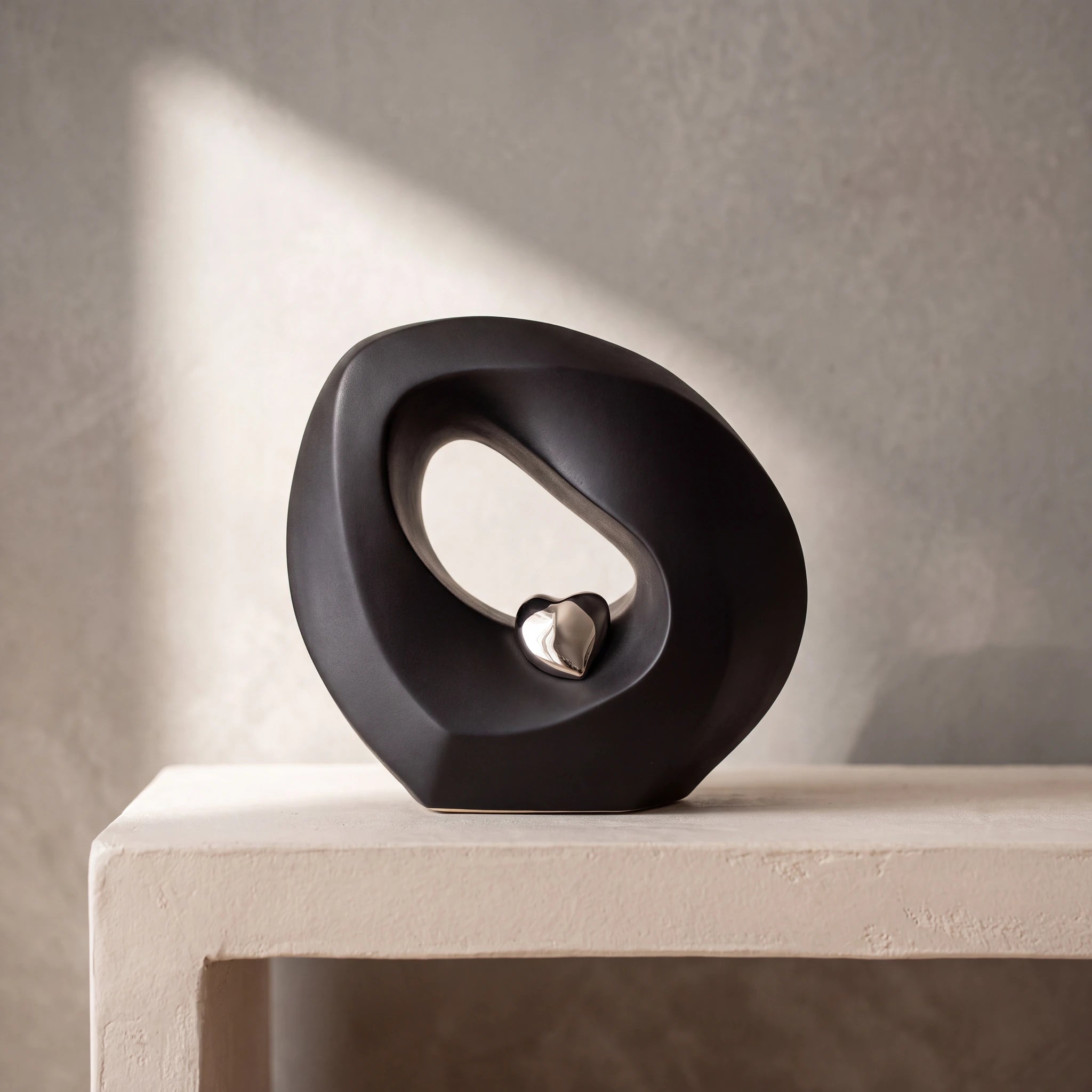 Eternal Love Cremation Urn for Ashes in Black and Silver
