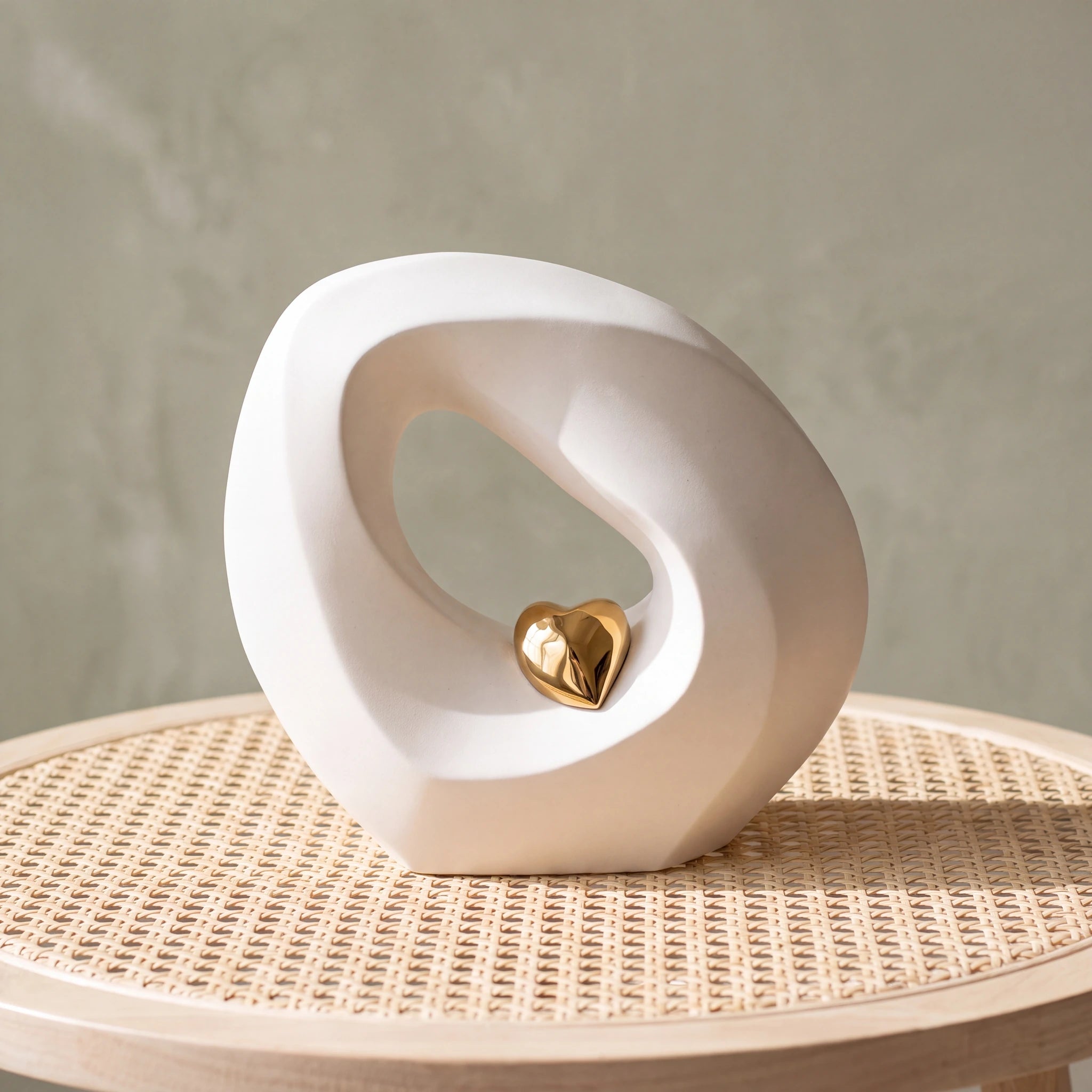 Eternal Love Cremation Urn for Ashes in White and Gold
