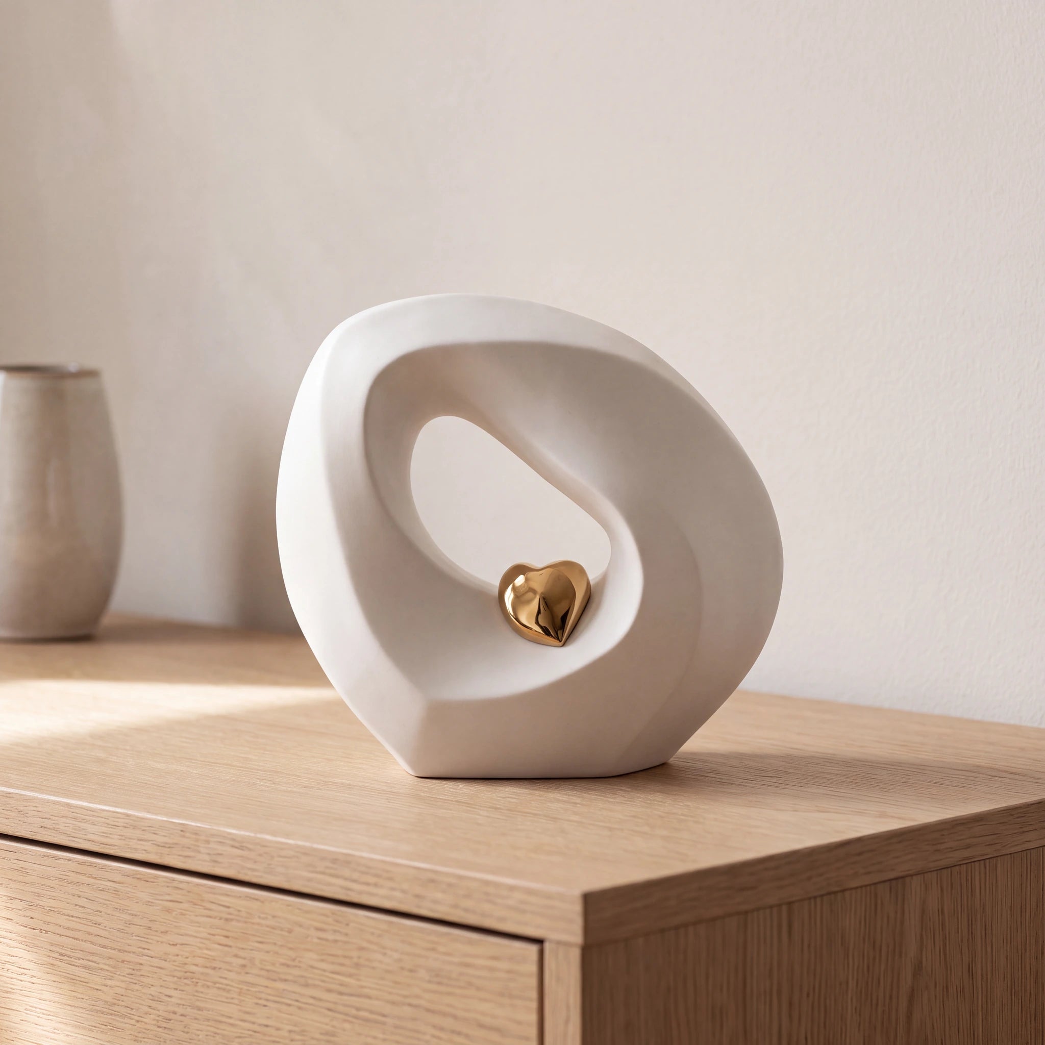 Eternal Love Cremation Urn for Ashes in White and Gold