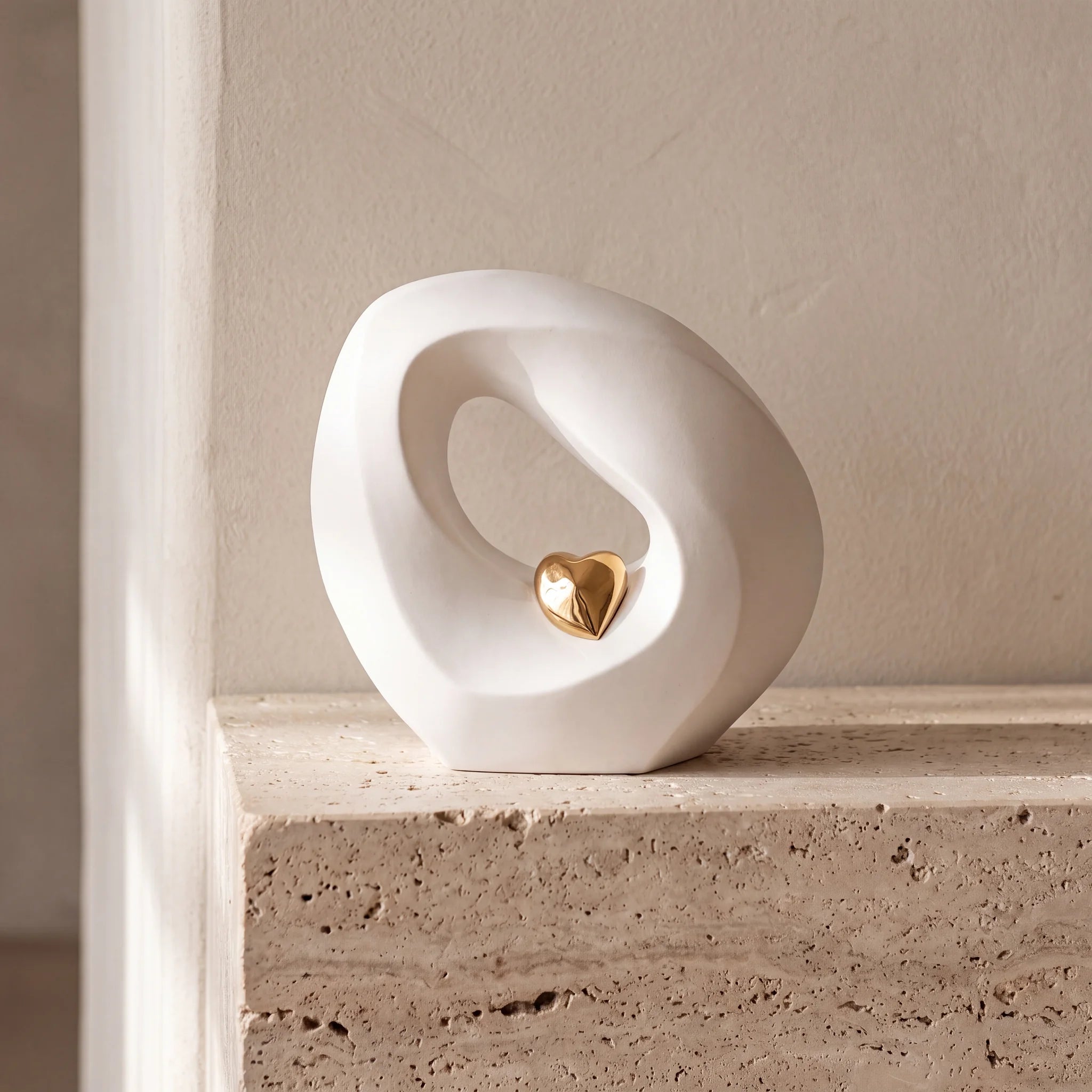 Eternal Love Cremation Urn for Ashes in White and Gold