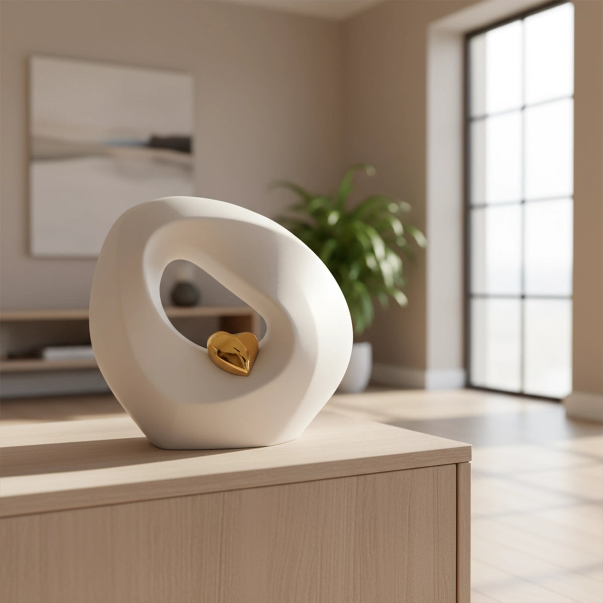 Eternal Love Cremation Urn for Ashes in White and Gold