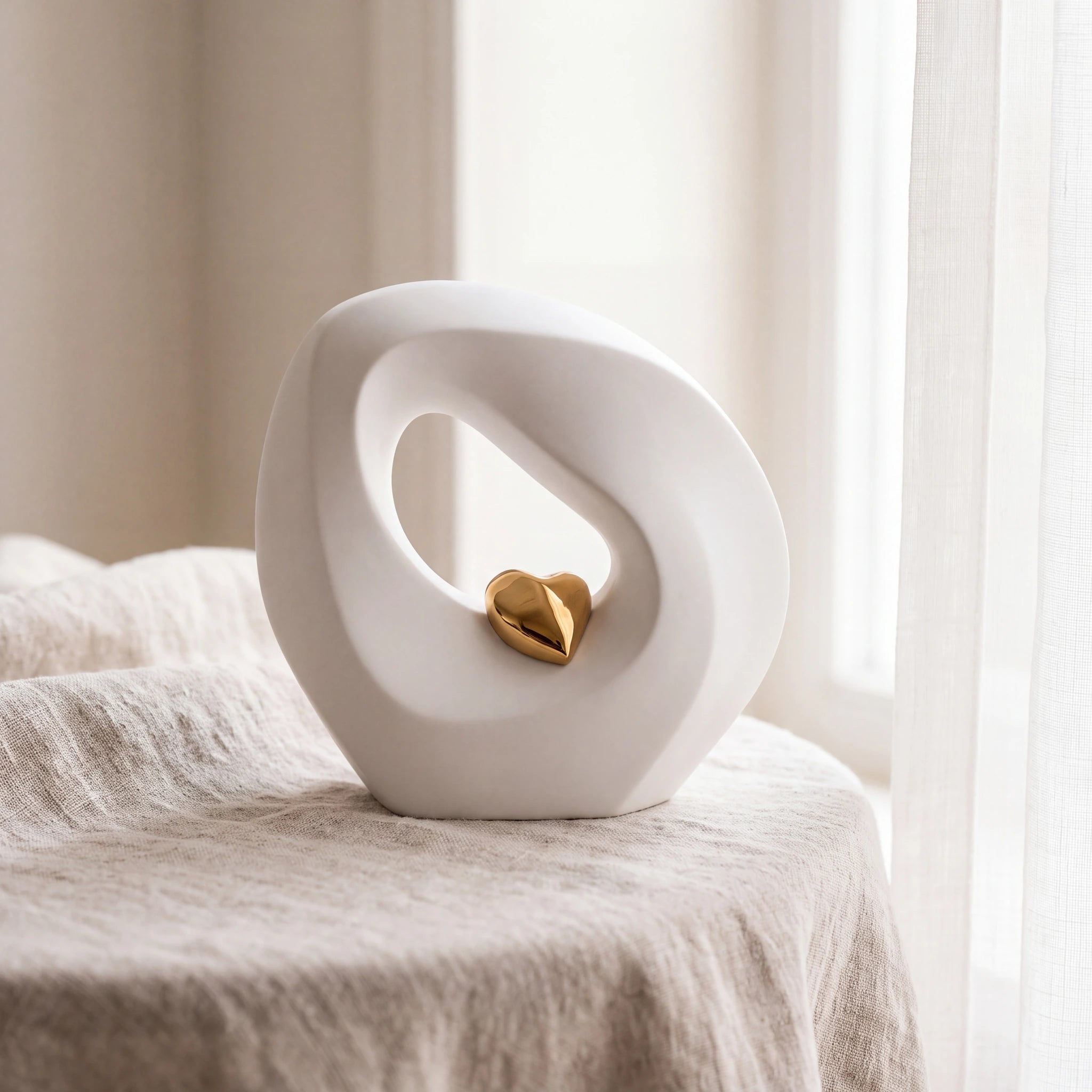 Eternal-Love-Medium-Urn-for-Ashes-in-White-and-Gold-Linen-Table