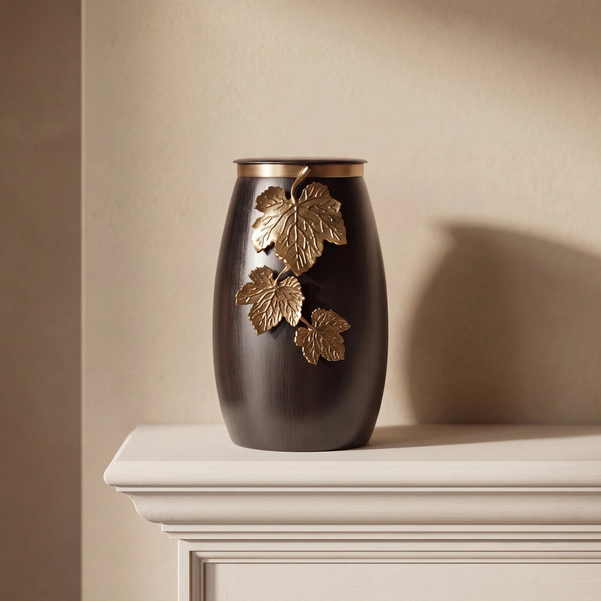 Eternal Vine Metal Adult Cremation Urn for Ashes in Grey and Gold