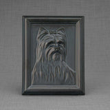 Female Yorkie Portrait Dog Urn for Ashes in Matte Black
