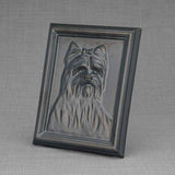 Female Yorkie Portrait Dog Urn for Ashes in Matte Black