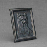 Female Yorkie Portrait Dog Urn for Ashes in Matte Black
