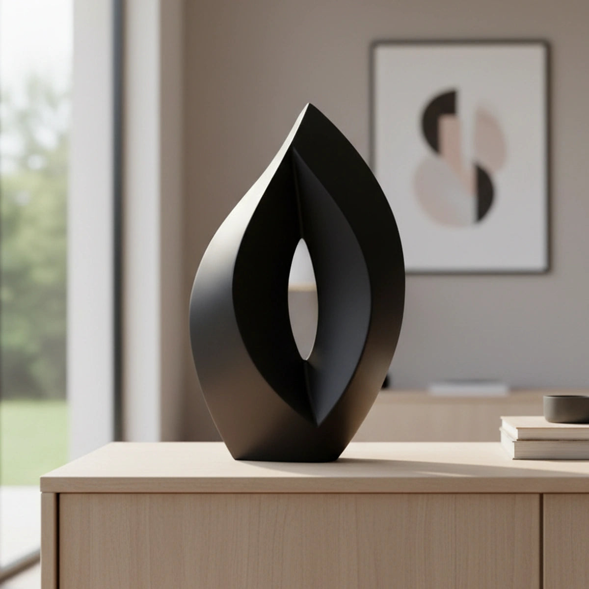 Flame Adult Cremation Urn for Ashes in Black