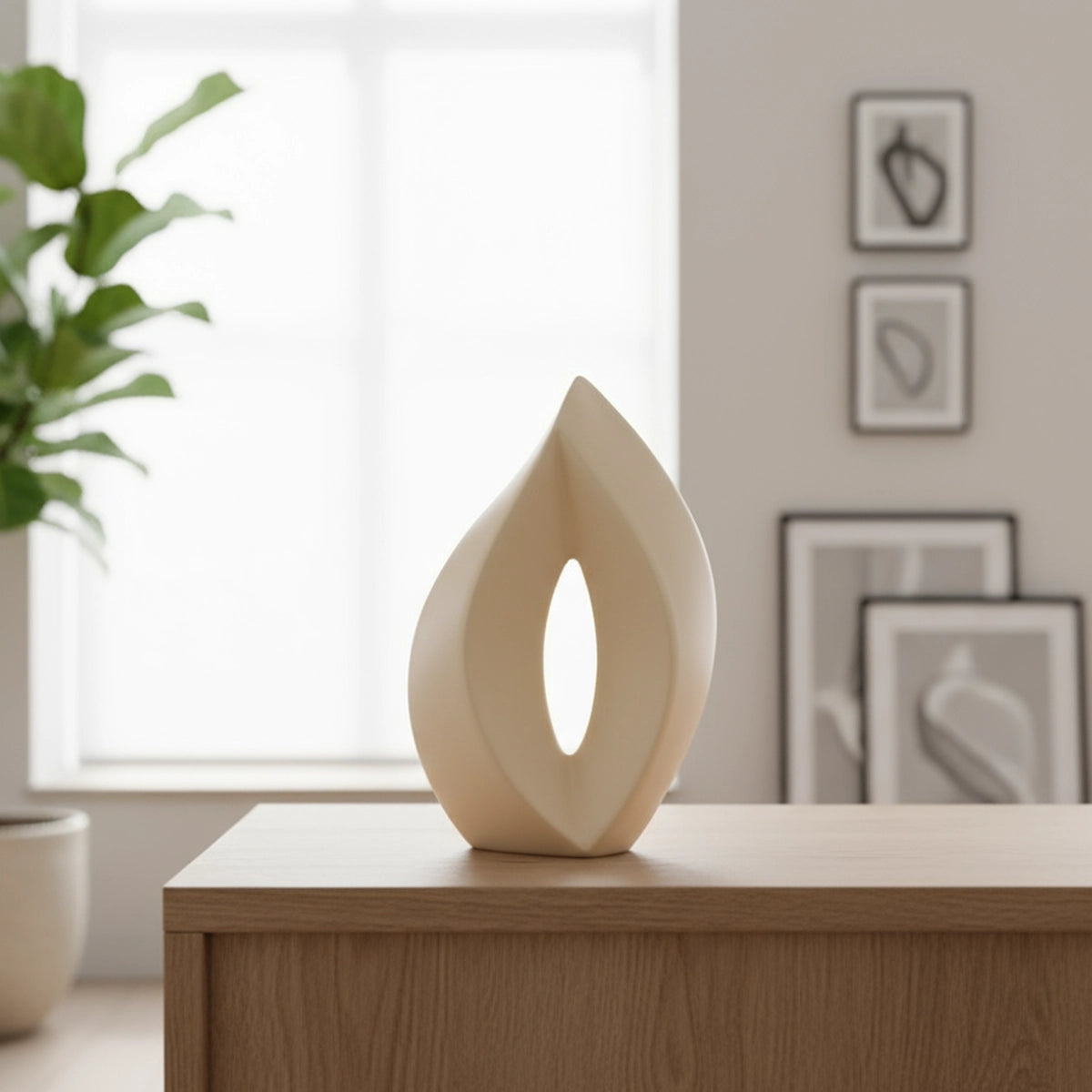 Flame Medium Urn for Ashes in Cream