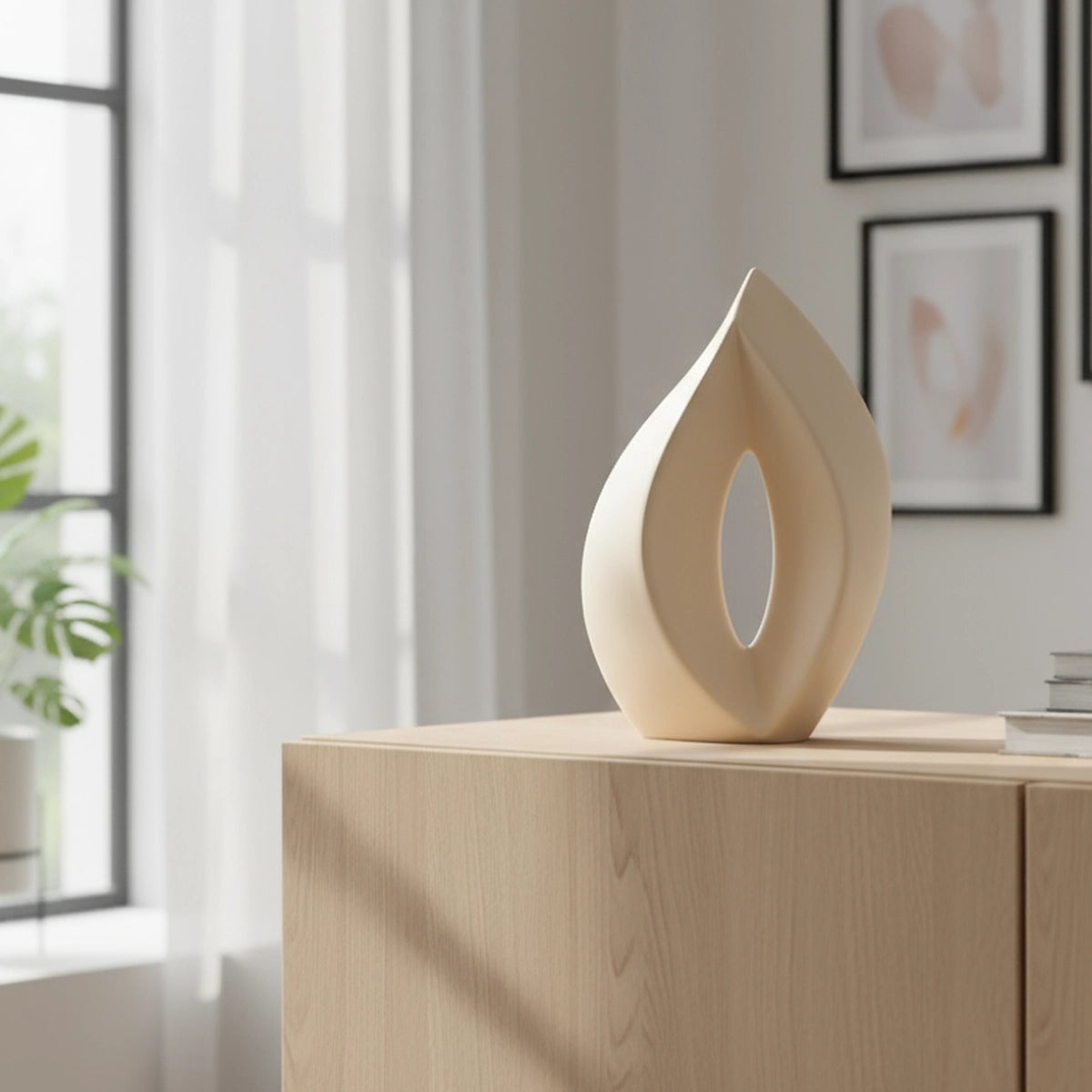 Flame Medium Urn for Ashes in Cream