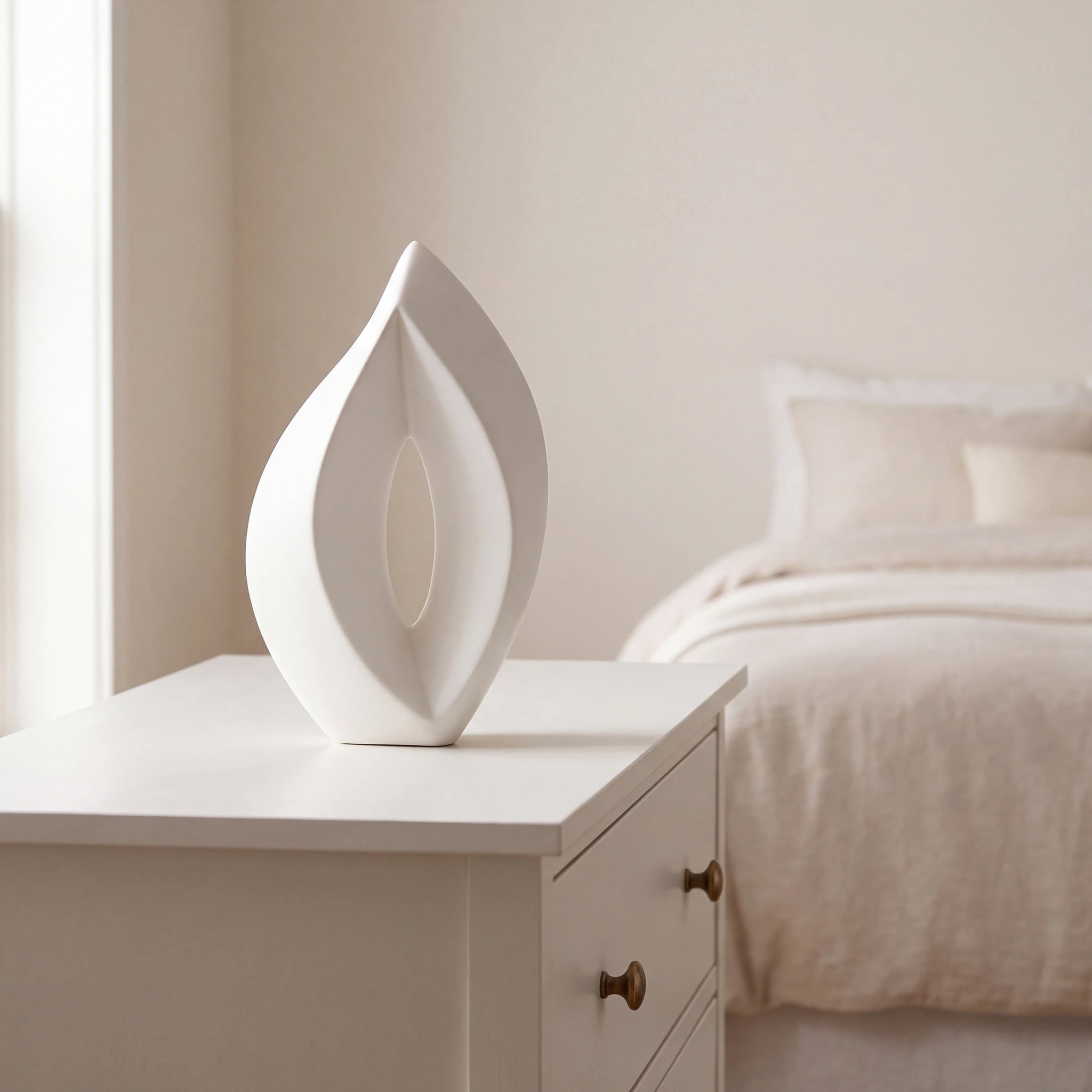 Flame-Medium-Urn-for-Ashes-in-White-Bedroom-Chest