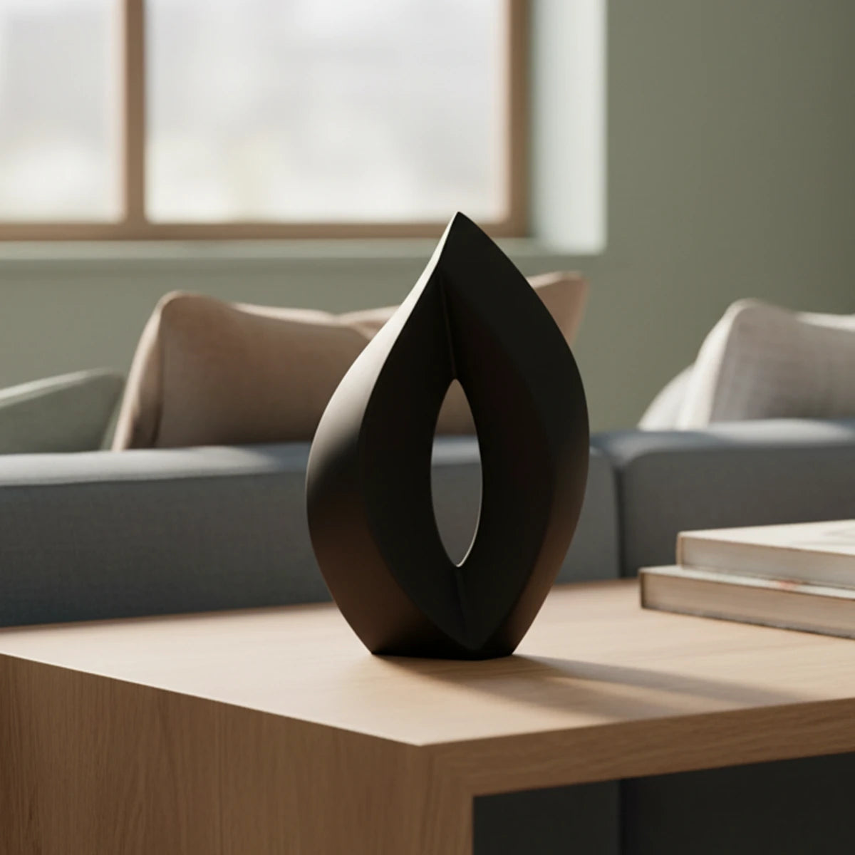 Flame Small Urn for Ashes in Black