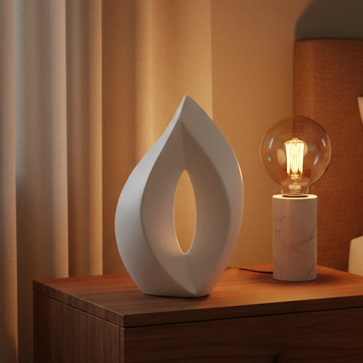 Flame Small Urn for Ashes in White