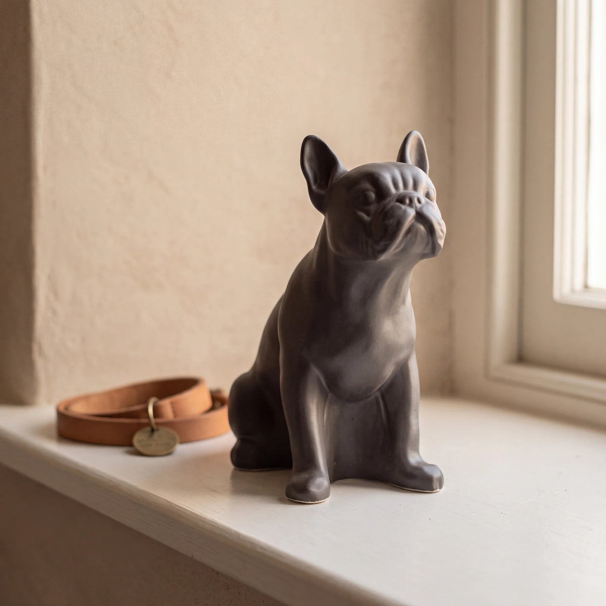 French-Bulldog-Pet-Urn-for-Ashes-in-Matte-Grey-pet_collar_ledge