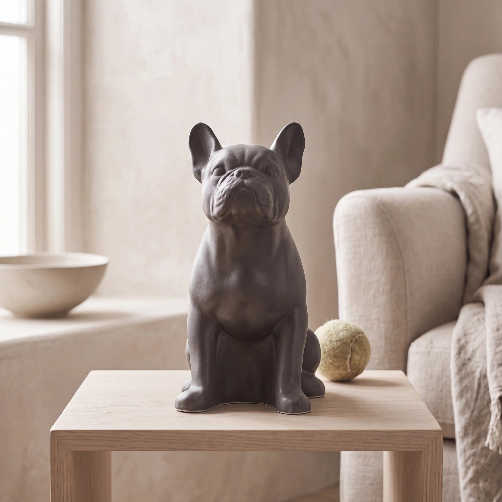 French-Bulldog-Pet-Urn-for-Ashes-in-Matte-Grey-pet_reading_nook