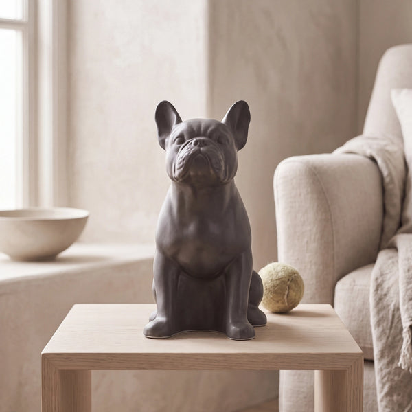 French-Bulldog-Pet-Urn-for-Ashes-in-Matte-Grey-pet_reading_nook