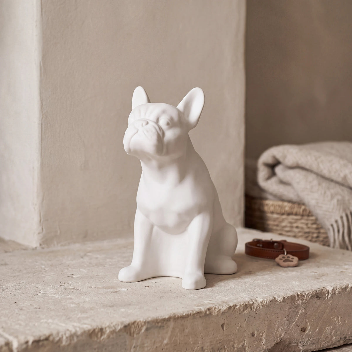 French-Bulldog-Pet-Urn-for-Ashes-in-Matte-White-pet_hearth_basket