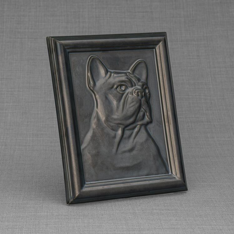 Frenchie Portrait Pet Urn For Dogs Ashes Matte Black Right View