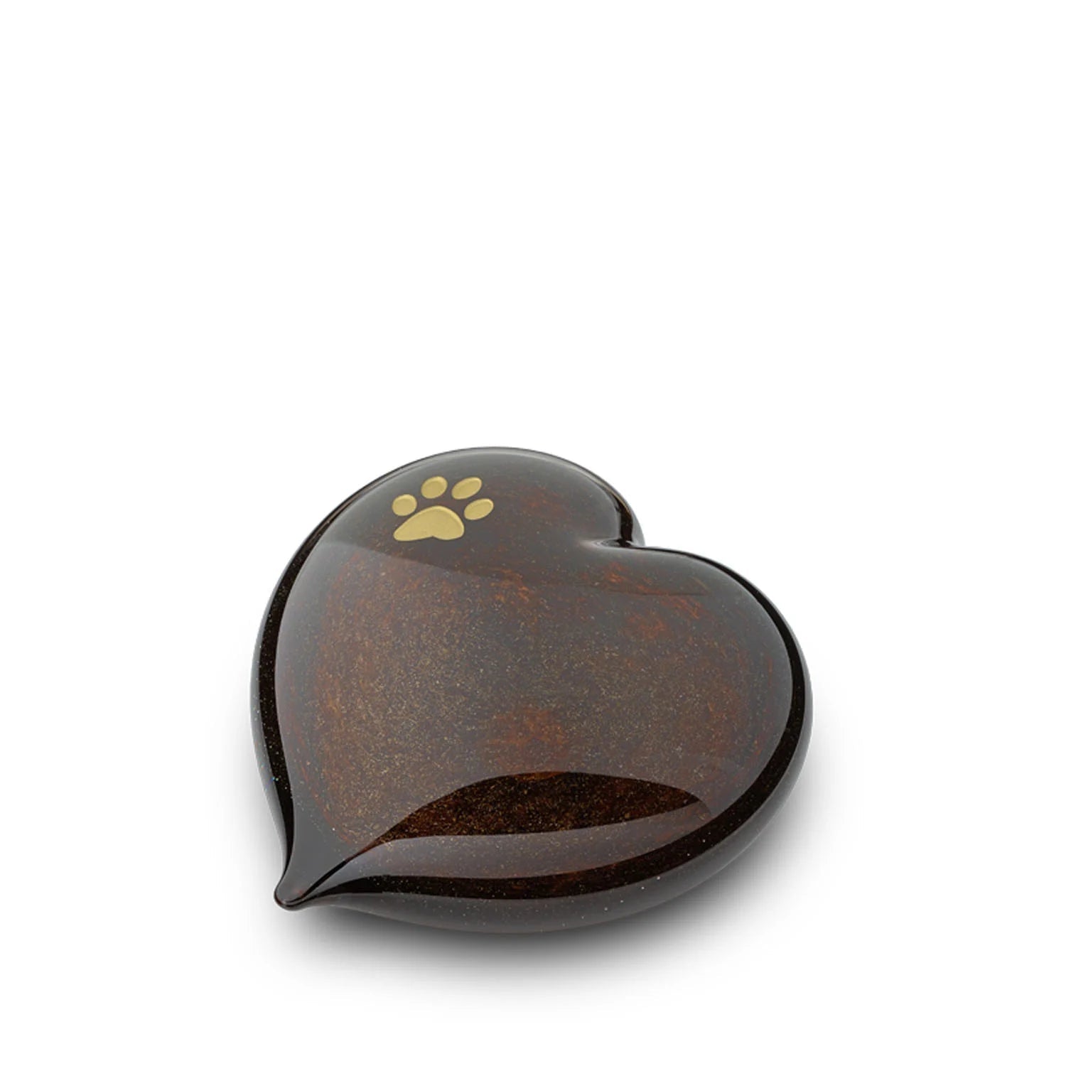 Heart Pawprint Pet Small Urn for Ashes in Bronze & Gold