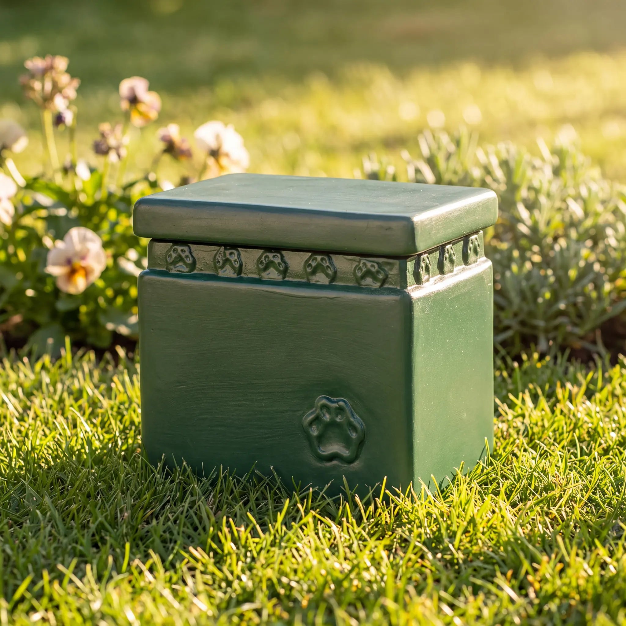 Gentle Pawprints Biodegradable Pet Urn for Ashes in Green