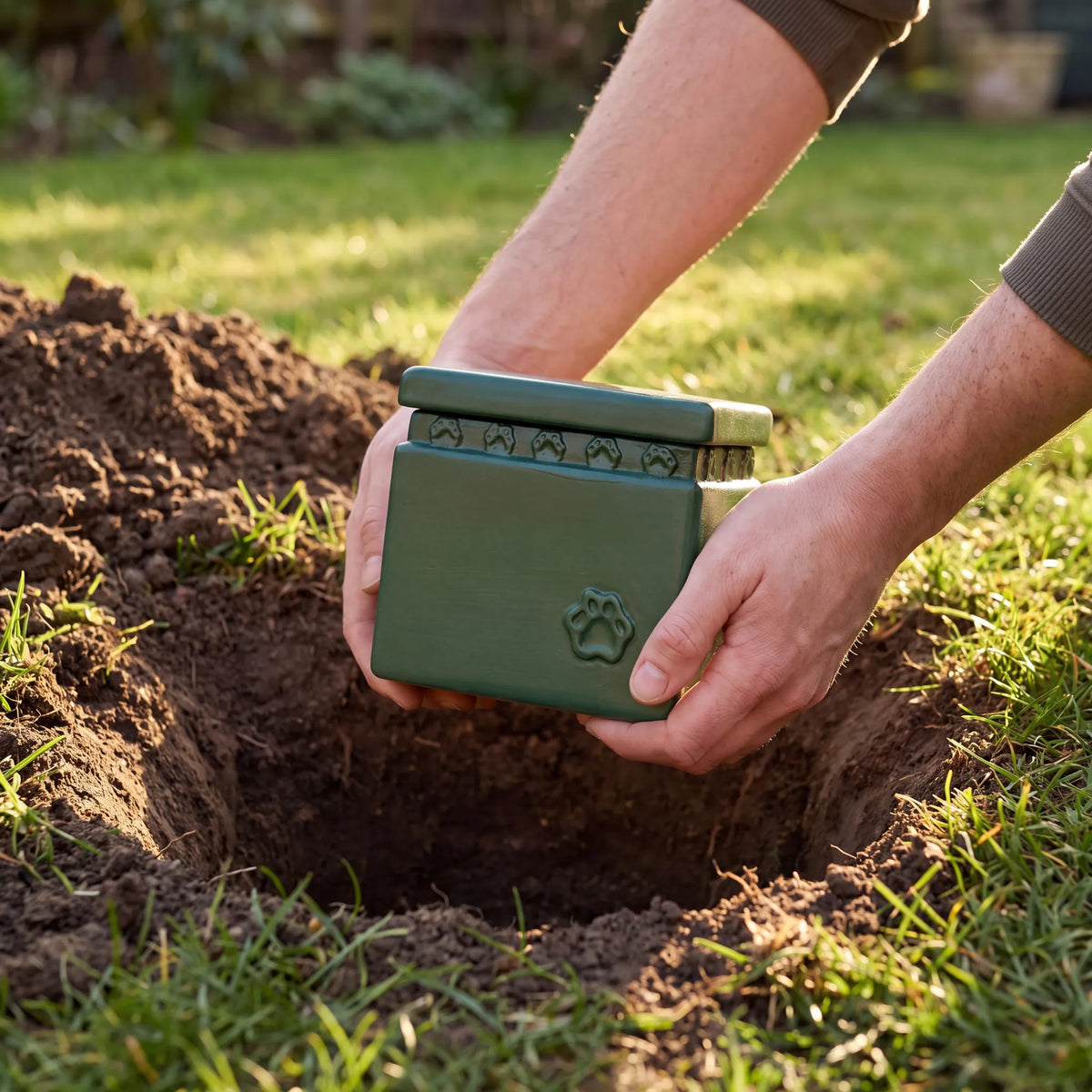 Gentle Pawprints Biodegradable Pet Urn for Ashes in Green