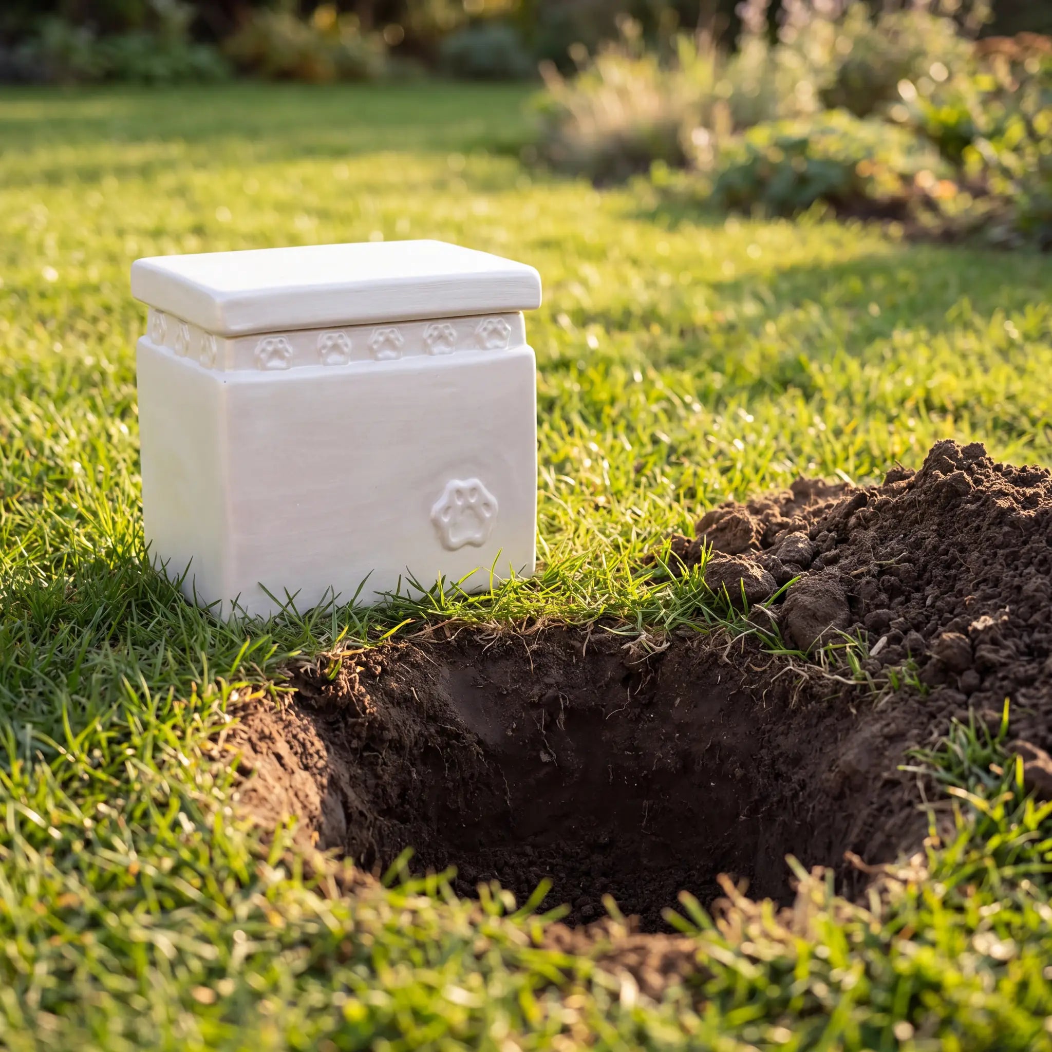 Gentle Pawprints Biodegradable Pet Urn for Ashes in White