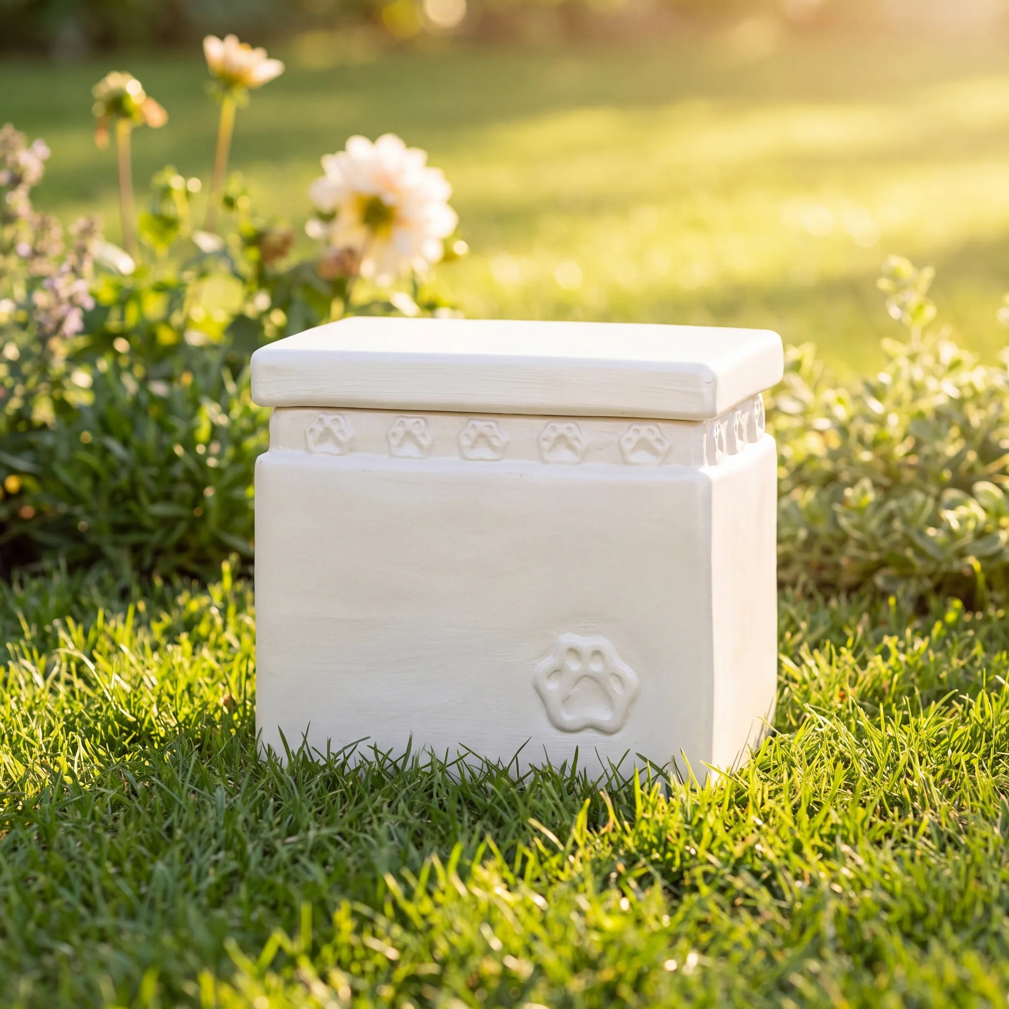 Gentle Pawprints Biodegradable Pet Urn for Ashes in White