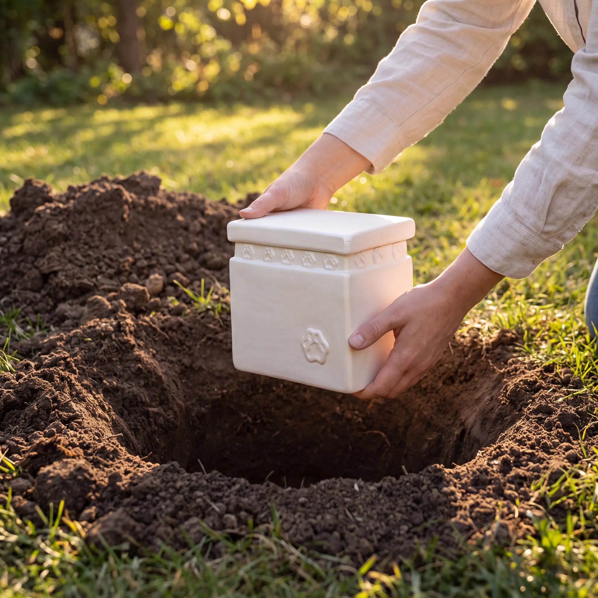 Gentle Pawprints Biodegradable Pet Urn for Ashes in White