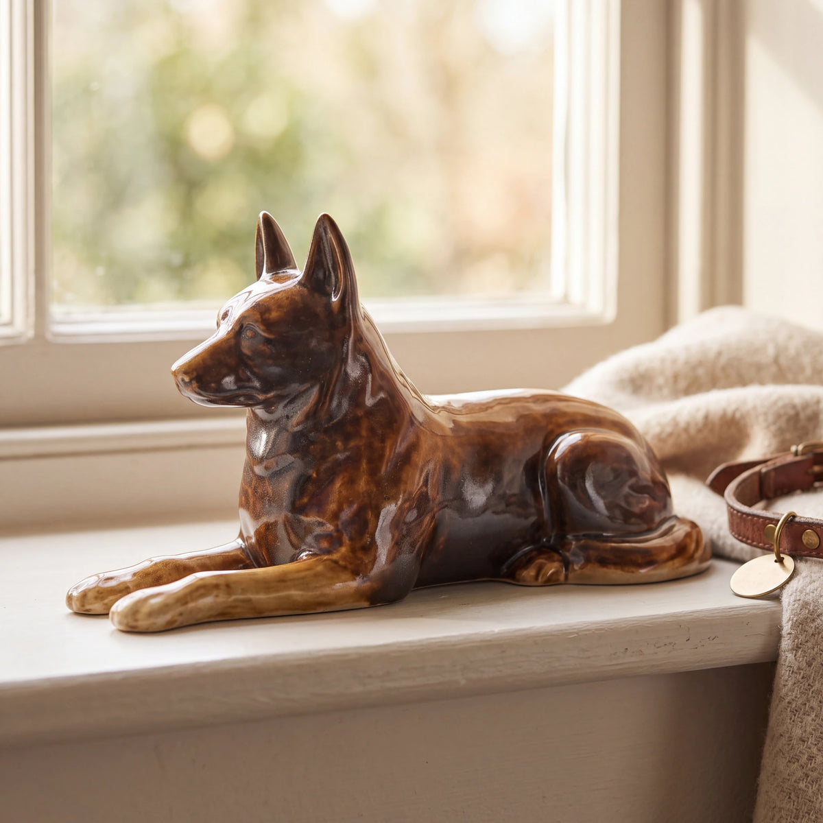 German-Shepherd-Pet-Urn-for-Ashes-in-Brown-pet_sunny_sill