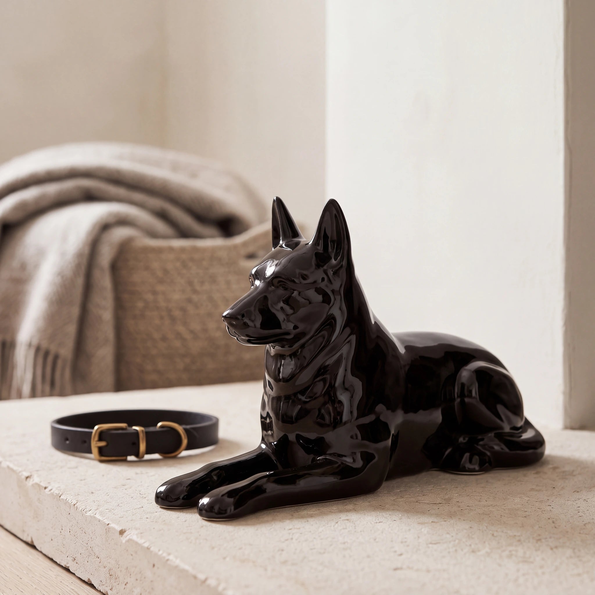 German-Shepherd-Pet-Urn-for-Ashes-in-Glossy-Black-pet_hearth_basket