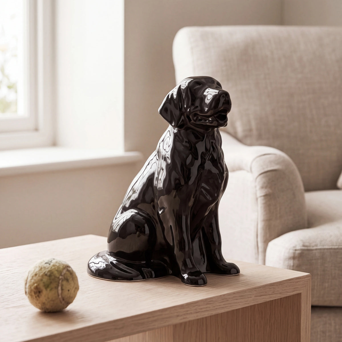 Golden-Retriever-Pet-Urn-for-Ashes-in-Glossy-Black-pet_reading_nook