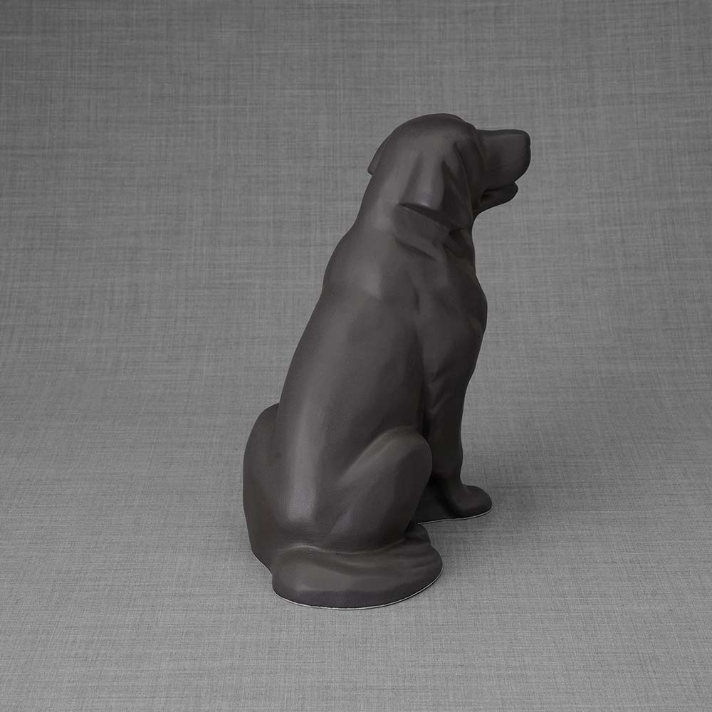 Golden Retriever Pet Urn for Ashes in Matte Grey Back