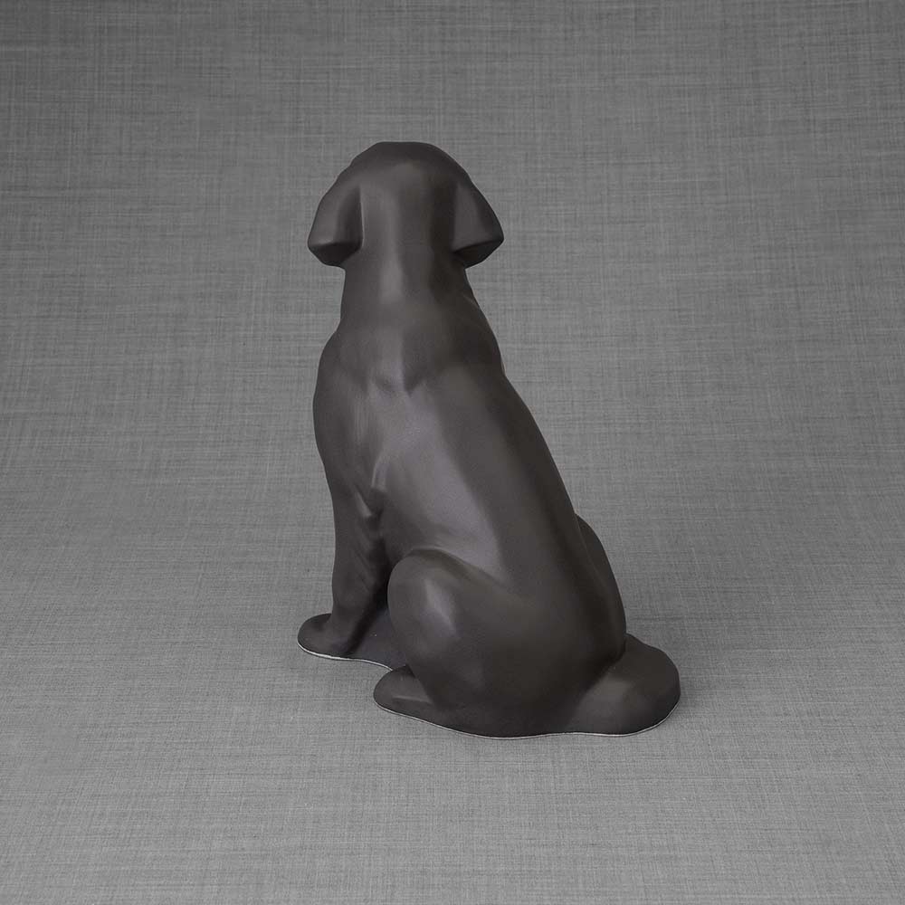 Golden Retriever Pet Urn for Ashes in Matte Grey Behind