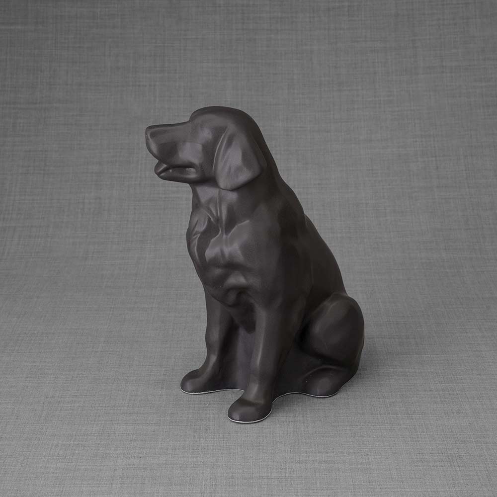 Golden Retriever Pet Urn for Ashes in Matte Grey Left