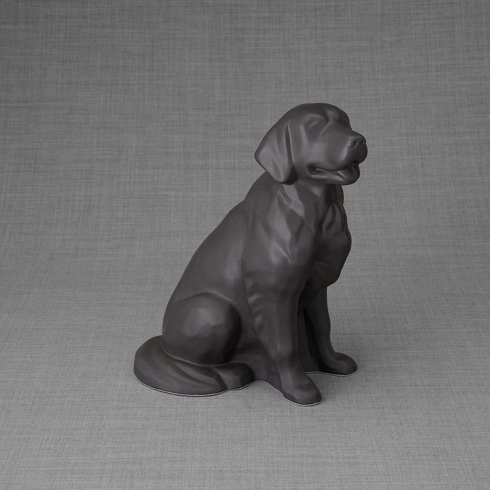 Golden Retriever Pet Urn for Ashes in Matte Grey Right
