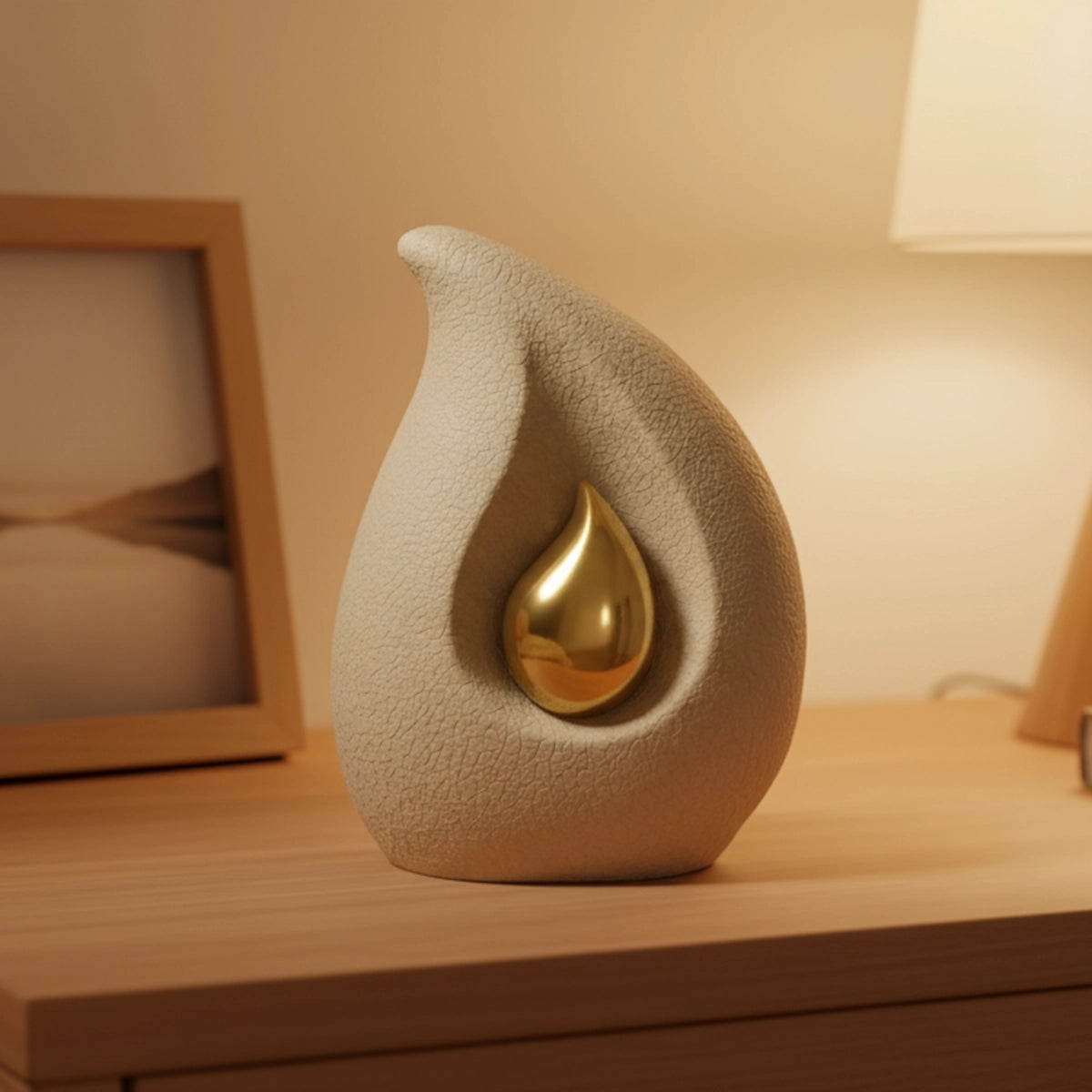 Golden Teardrop Medium Urn for Ashes