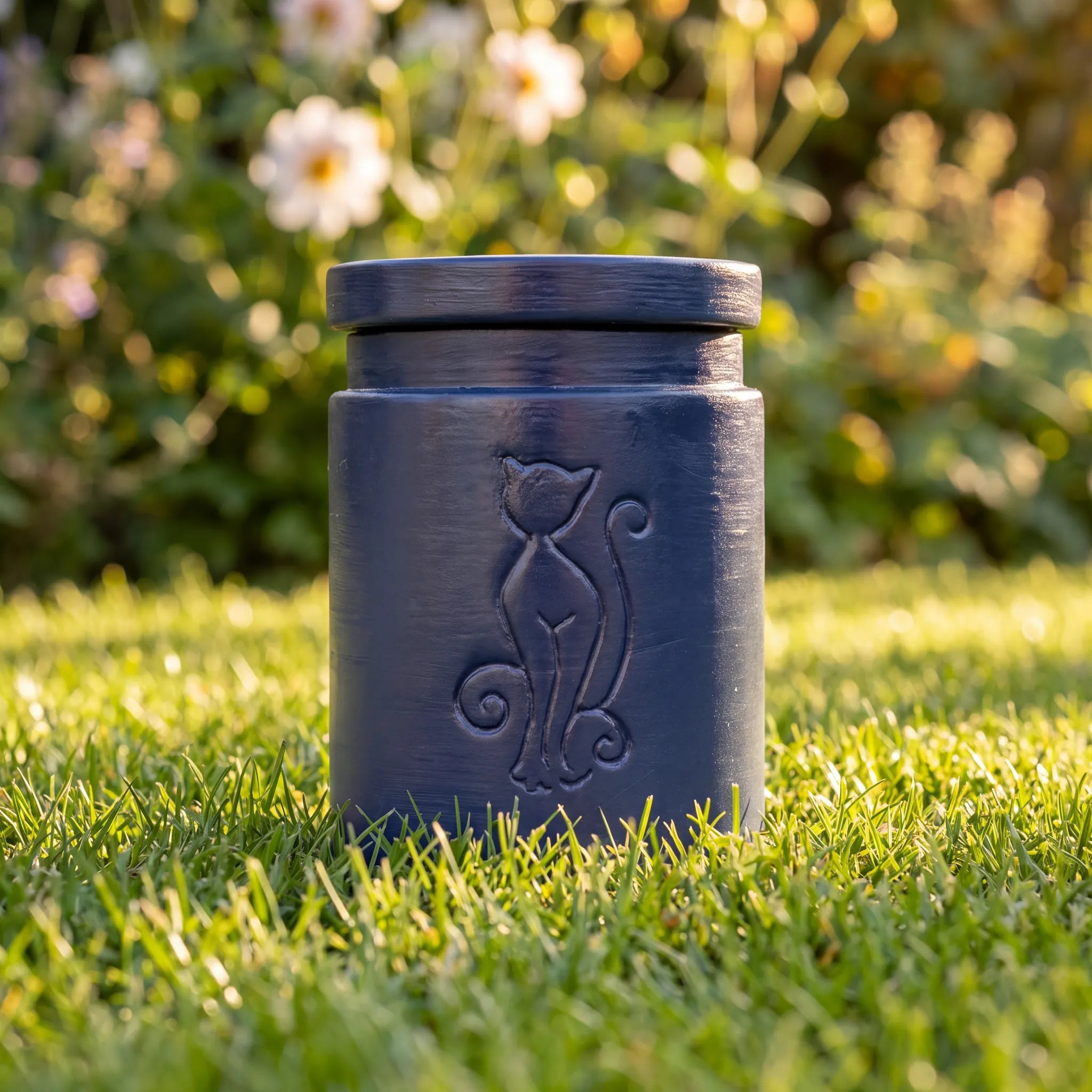 Graceful Cat Biodegradable Pet Urn for Ashes - Blue