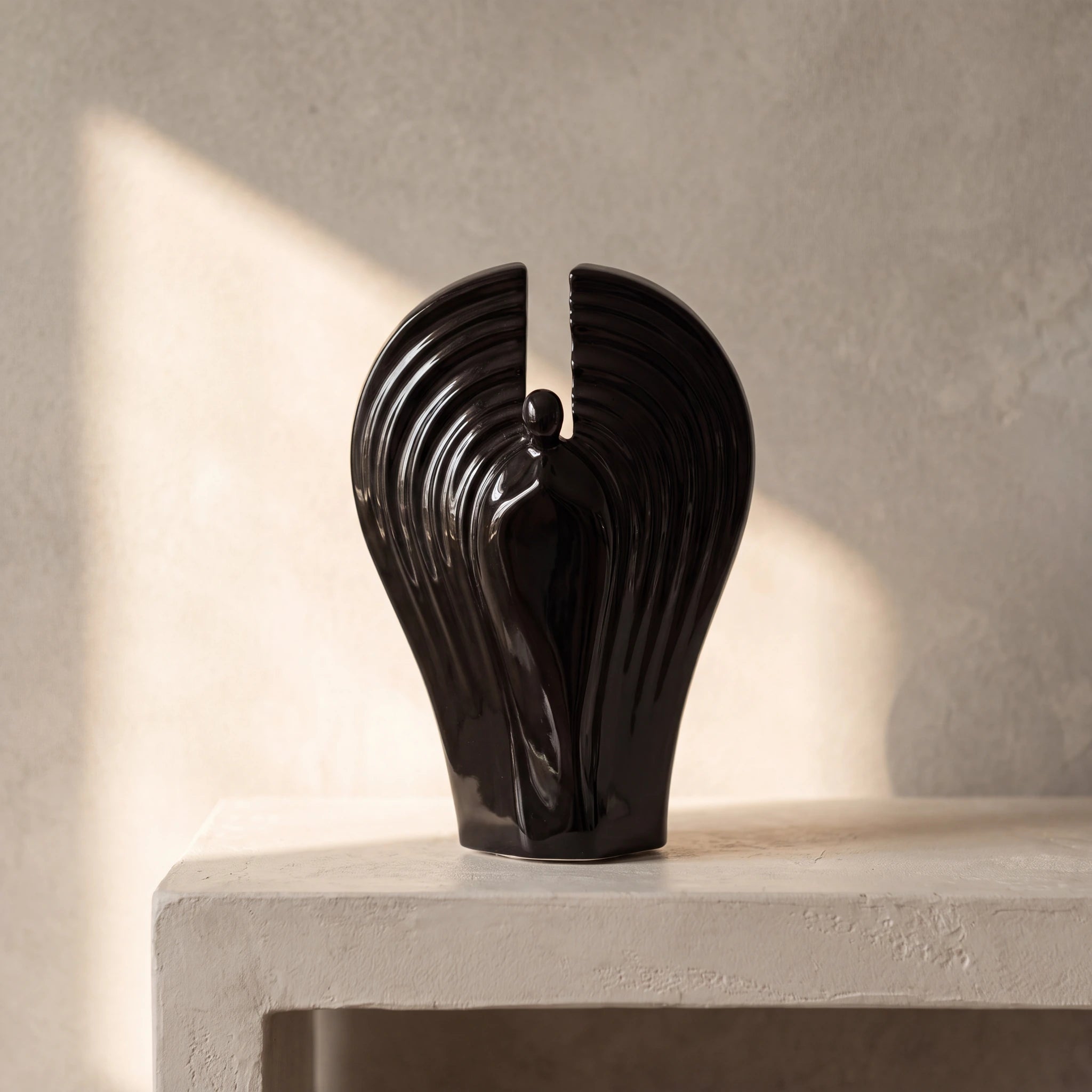 Guardian Angel Adult Cremation Urn for Ashes in Black