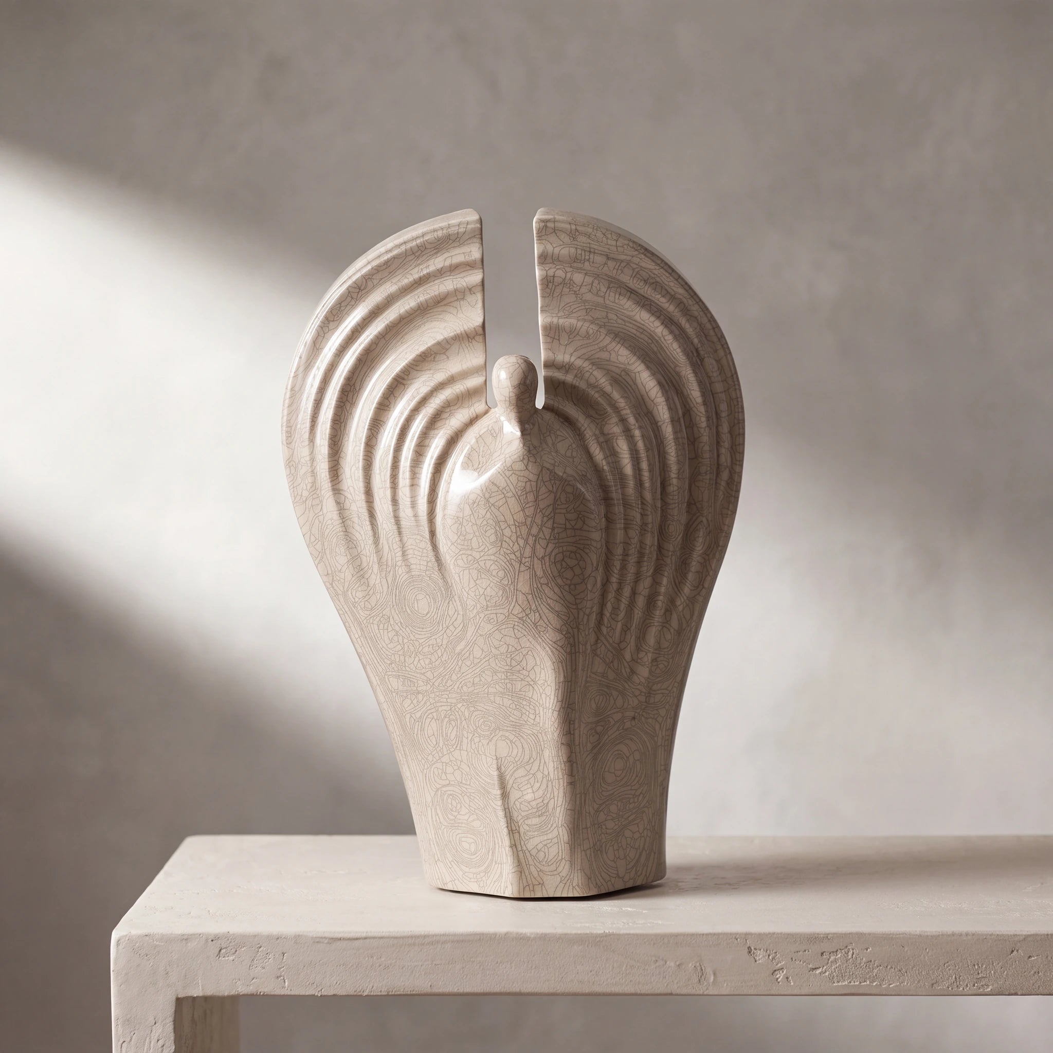 Guardian Angel Adult Cremation Urn for Ashes in Crackle Glaze