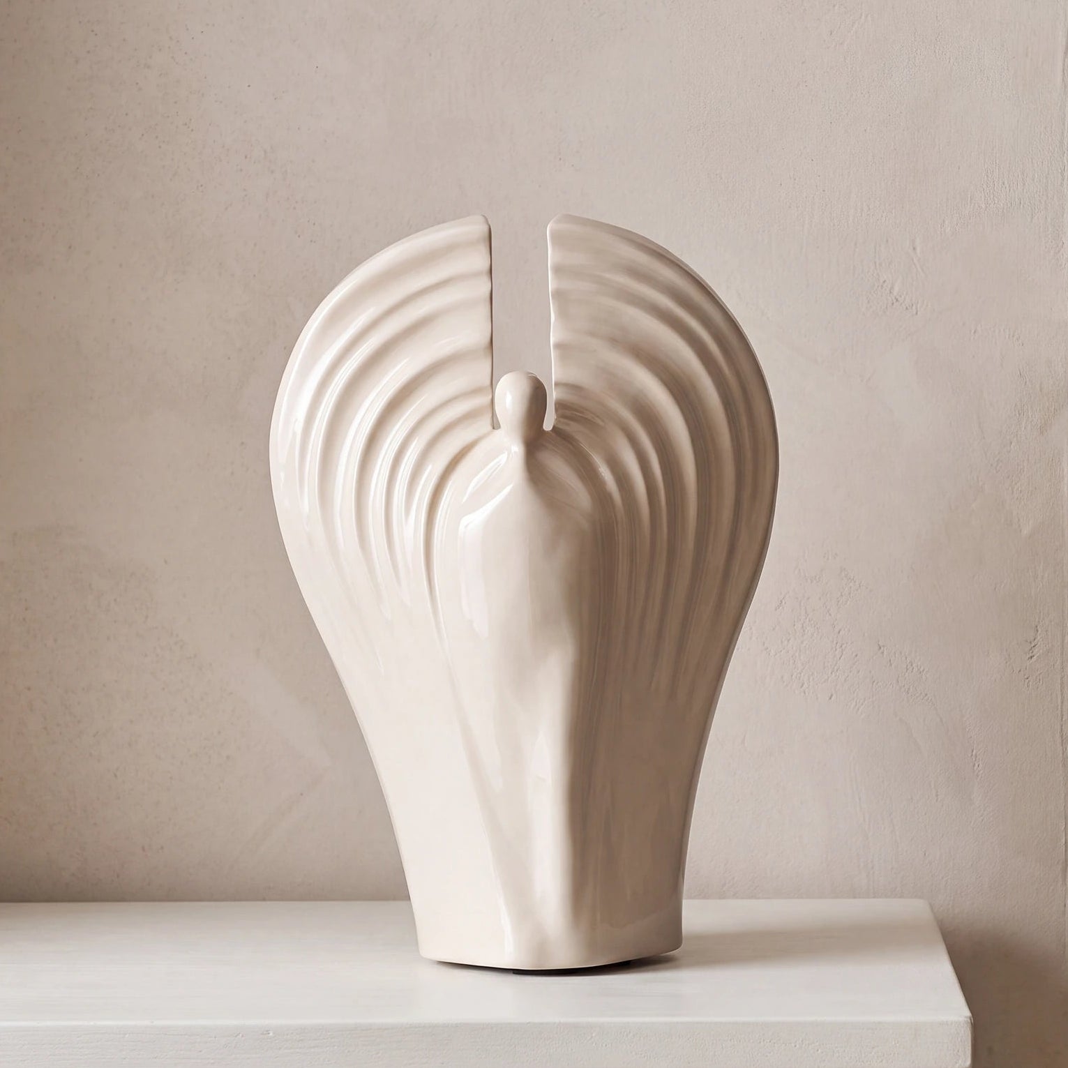Guardian Angel Adult Cremation Urn for Ashes in Cream