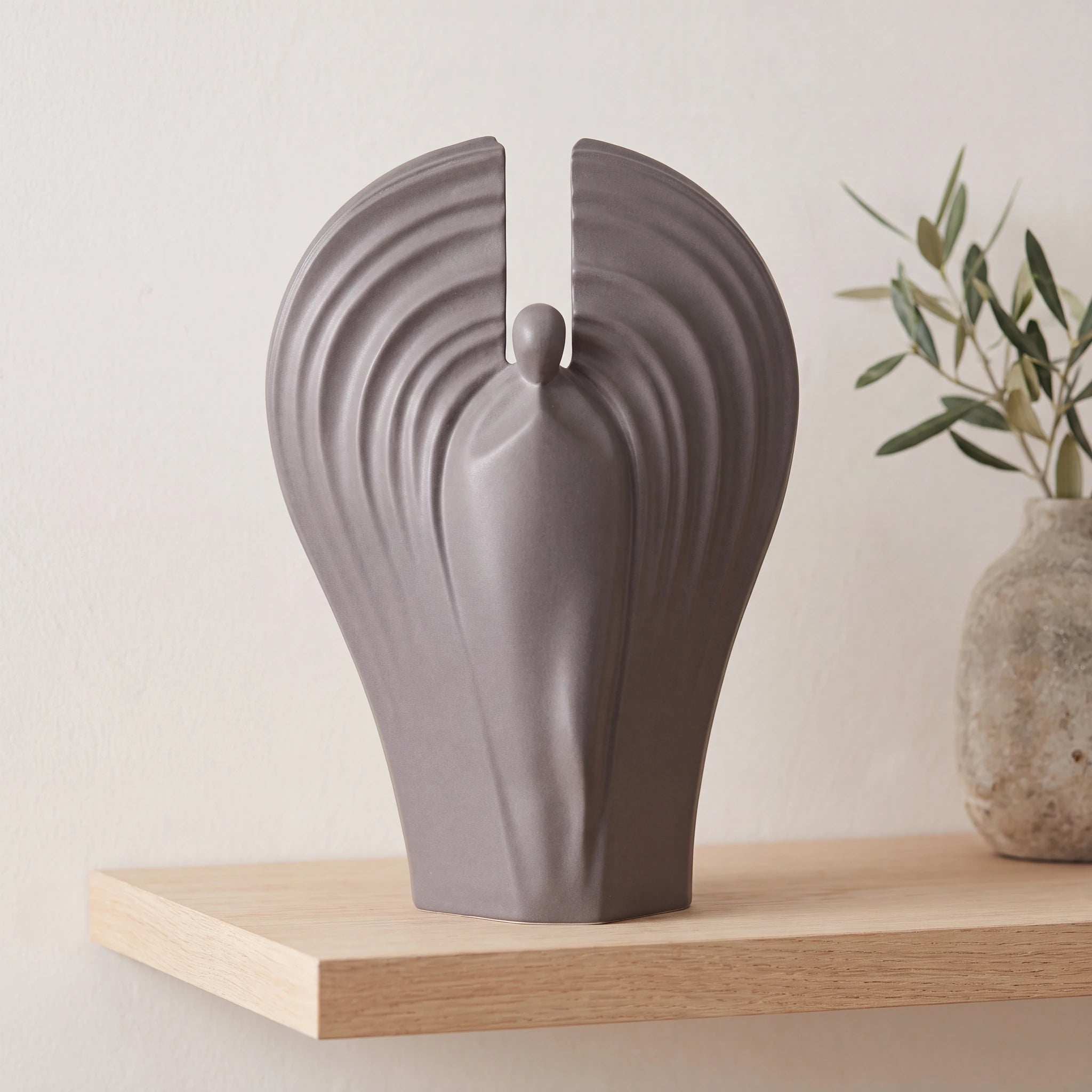 Guardian Angel Adult Cremation Urn for Ashes in Matte Grey