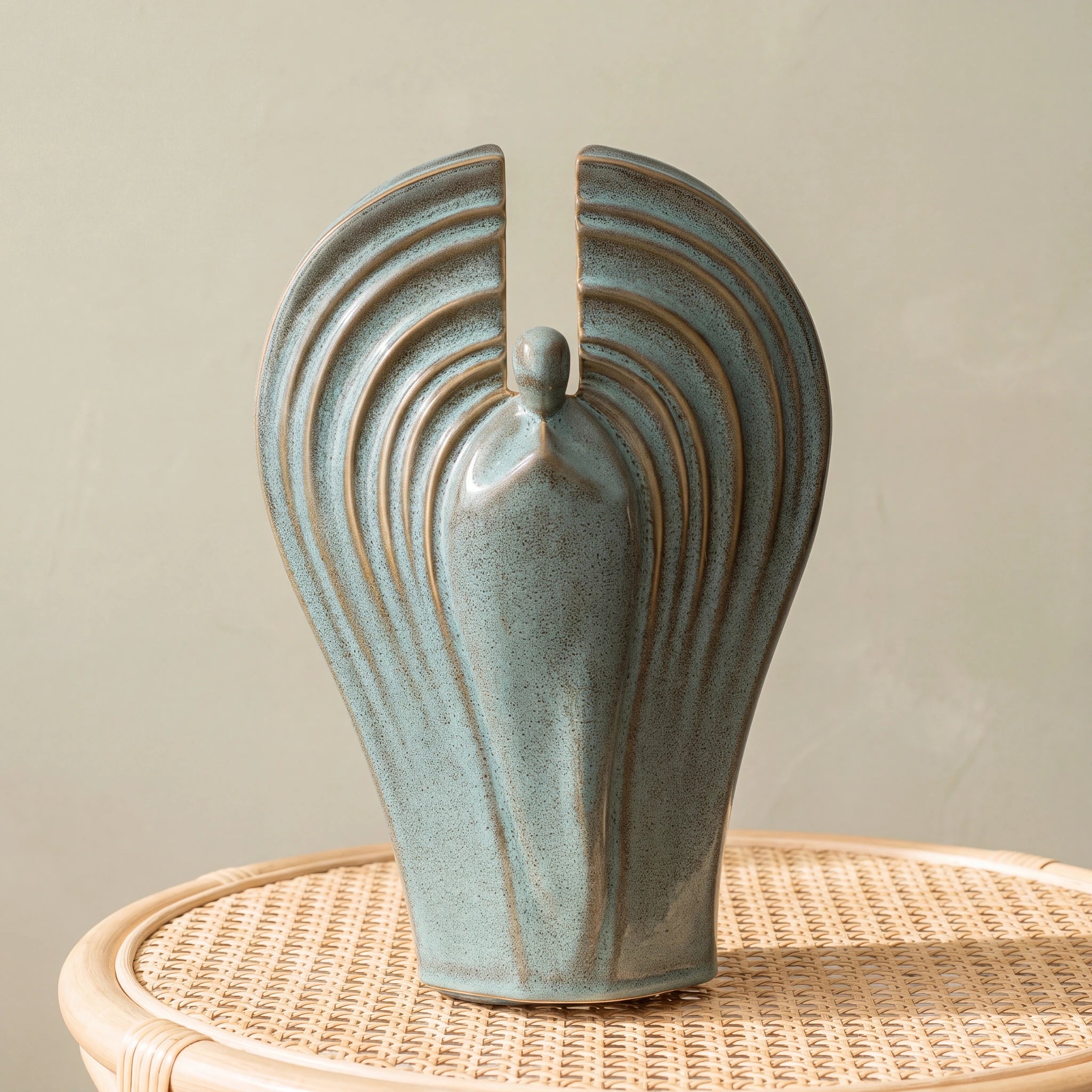 Guardian Angel Adult Cremation Urn for Ashes in Oily Green
