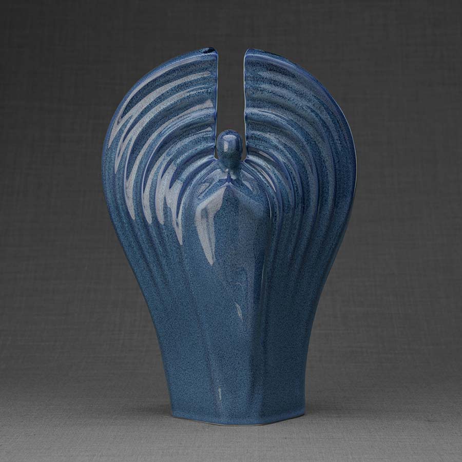 Guardian Angel Adult Urns For Ashes Front View Blue