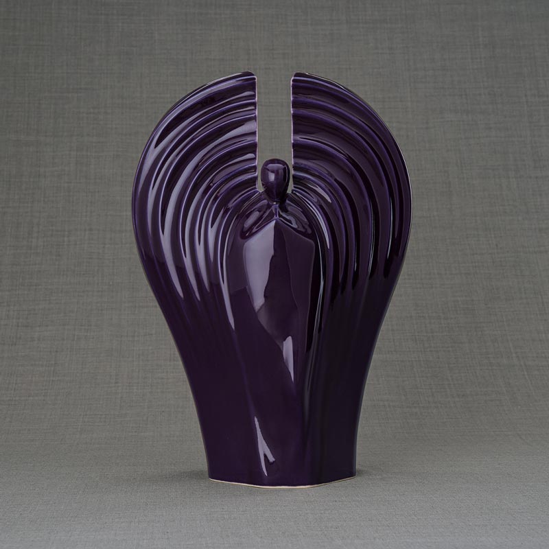 Guardian Angel Adult Cremation Urn for Ashes in Purple