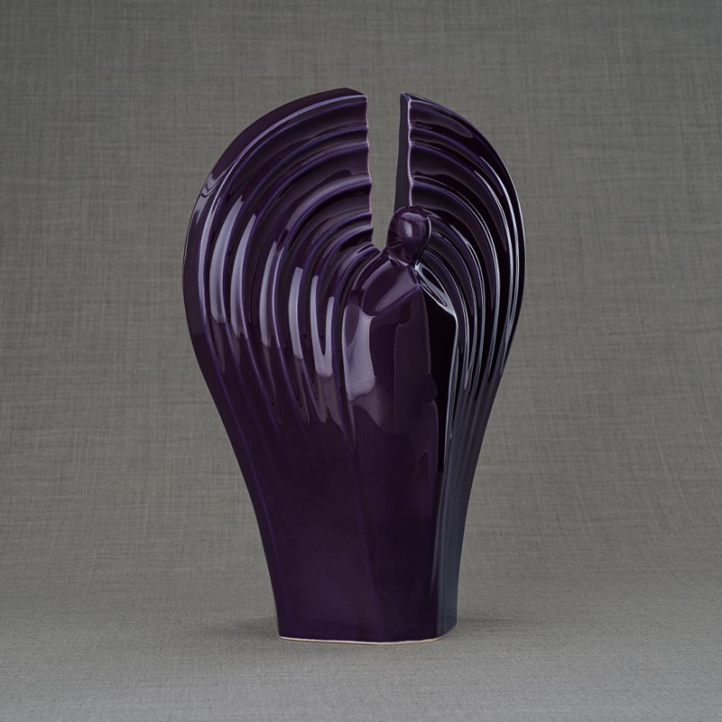 Guardian Angel Adult Cremation Urn for Ashes in Purple