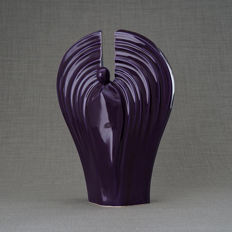 Guardian Angel Adult Cremation Urn for Ashes in Purple