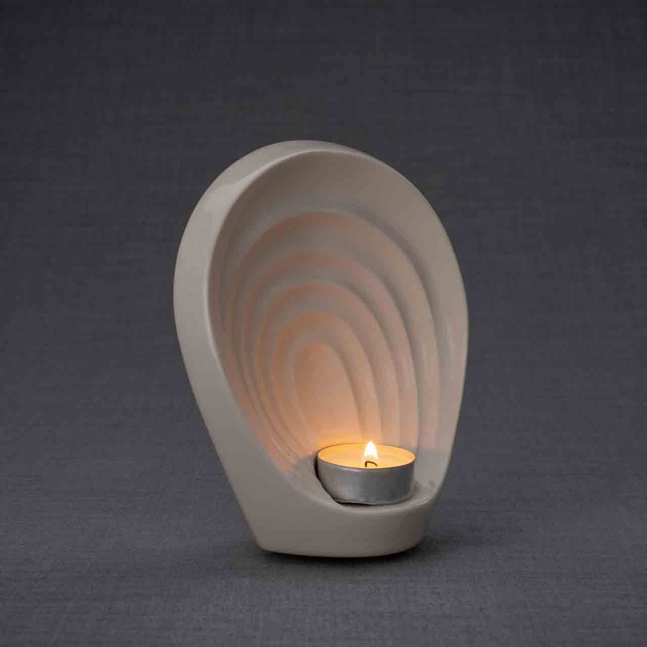 Guardian Angel Ashes Keepsake Urn in Cream Turned Right Grey Background